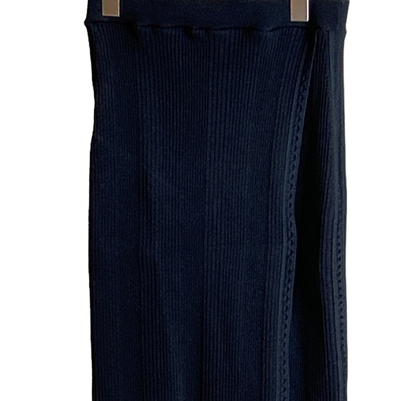 Jonathan Simkhai Eyelet Ribbed Knit Wrap Skirt Black Slit Midi Size XS - Picture 5 of 8